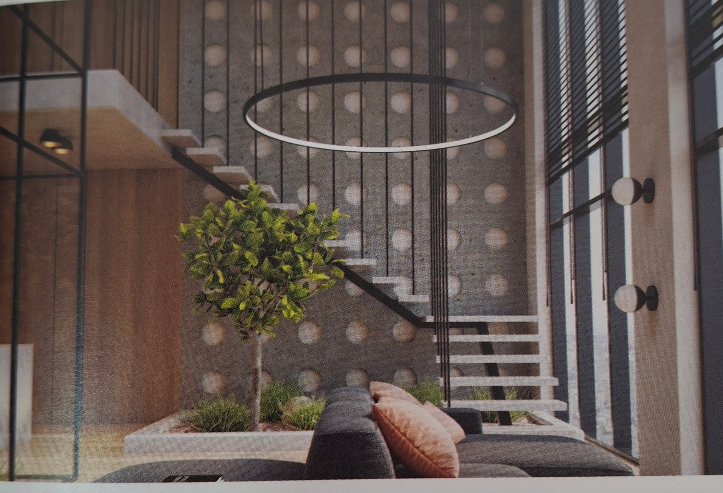 Candeeiro Circular Suspenso em Alumínio 50W-Preto
