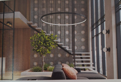 Candeeiro Circular Suspenso em Alumínio 50W-Preto