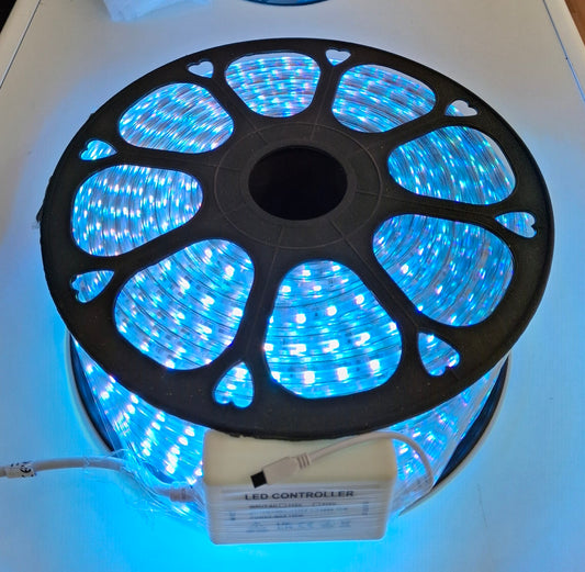 Fita Led RGB 220V-50m, c/controlador e comando.